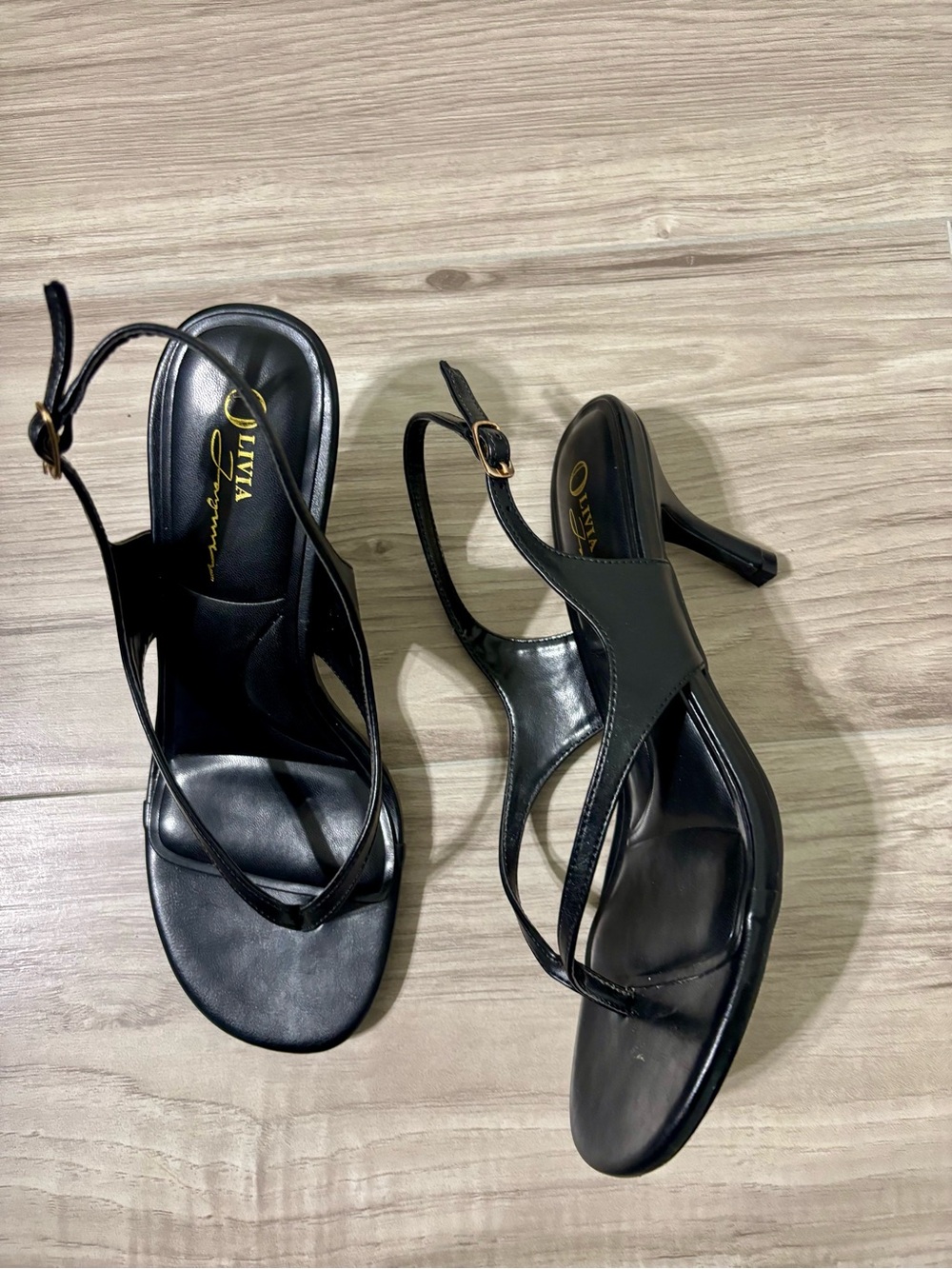 Olivia Jaymes Napa Black Strappy Slingback Sandal Heels 8.5